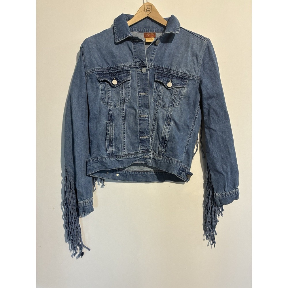 VTG Scully Denim Blue Jacket Womens Medium Fringe Western Preppy